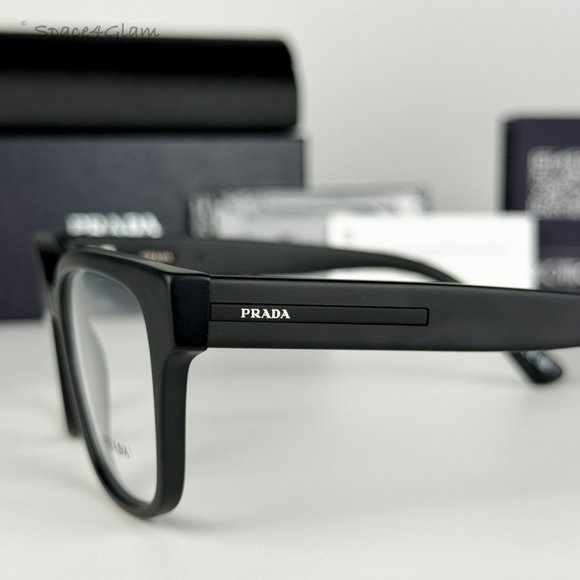 NEW Prada PRA09V 12P1O1 Matte Black Square Unisex Eyeglasses VPR A09 - Picture 7 of 11